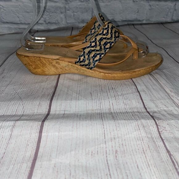 Italian shoemaker wedge flip flop sandals w/weave strap sz 8.5 women - Picture 7 of 7